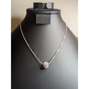 CZ Crystal Rondelle Bead 925 Italy Sterling Silver Box Chain 18" Necklace